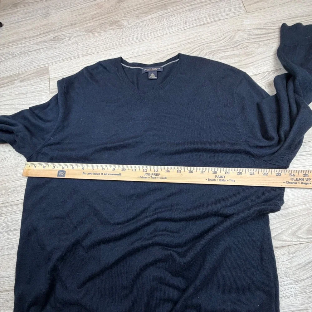 Banana Republic Mens V Neck Sweater Silk Cashmere Navy‎ Blue Size L
